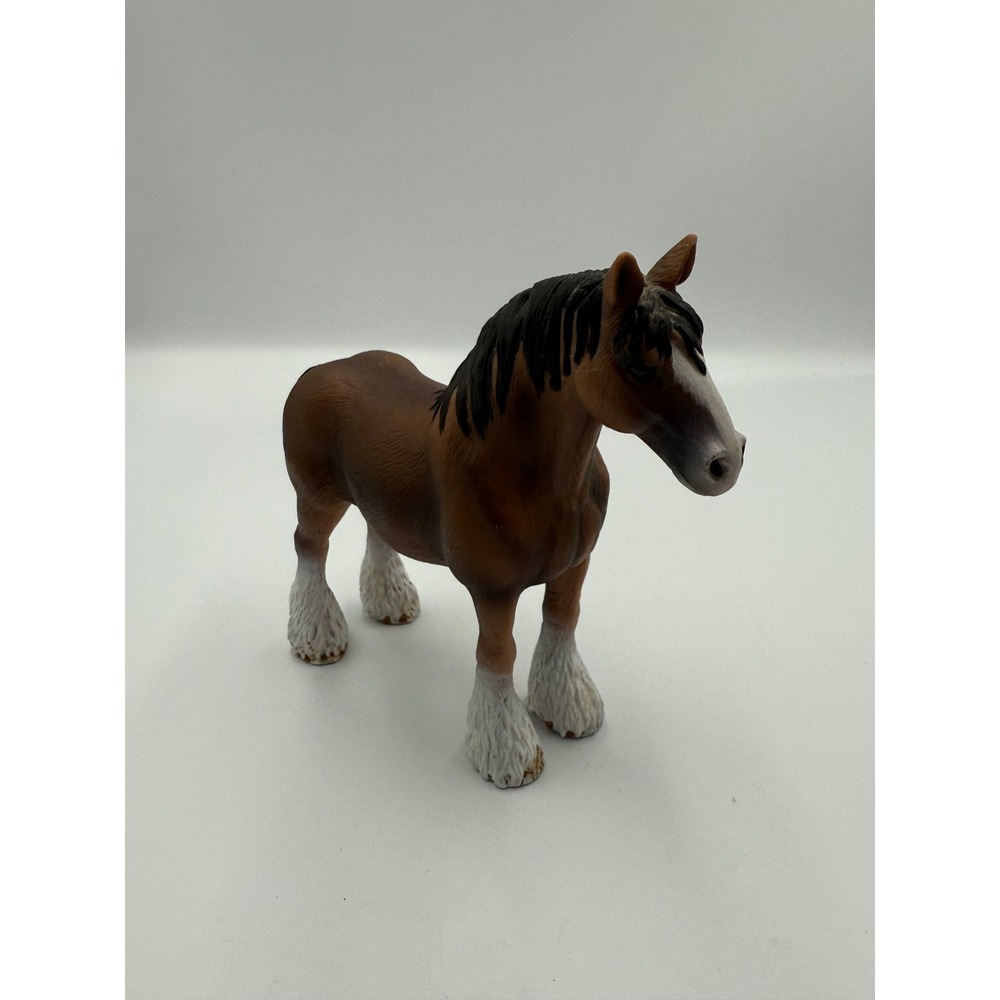 Schleich Shire Stallion Horse Figurine 2009 Brown White Feathered Legs 13605